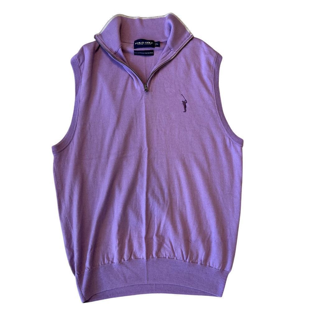 VTG Rare 90s Polo Golf Ralph Lauren Purple Men's Large Vest Quarter Zip - Picture 2 of 5